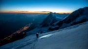 Hulya Vassail on the north ridge of Dôme du Goûter, heading toward Mont Blanc.<br>© Alex Buisse