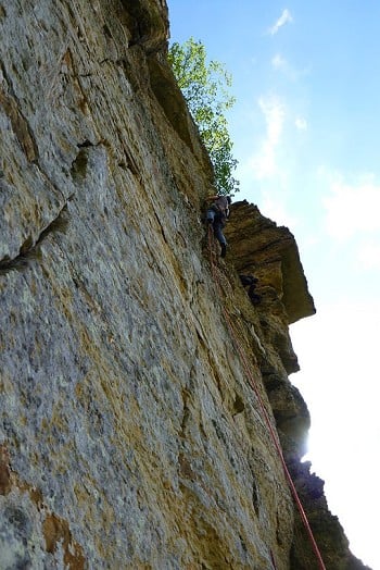 Finishing the crux section on Central Crack   © Climbster