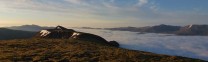 Temperature inversion over Loch Monar from the summit of Sgurr a Chaorachain at 5am on Sat 8th June. Strathfarrar hills on left