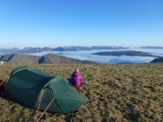 Breakfast with a view from summit of Sgurr a Chaorachain