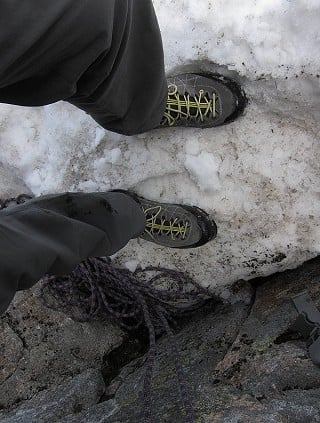 Stiff-ish soles were welcome crossing the snow under Eagle Ridge  © Dan Bailey