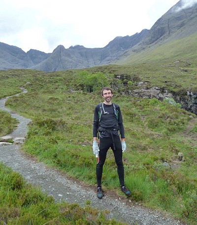 Finlay Wild at the Fairy Pools after his traverse  © Suzy Devey