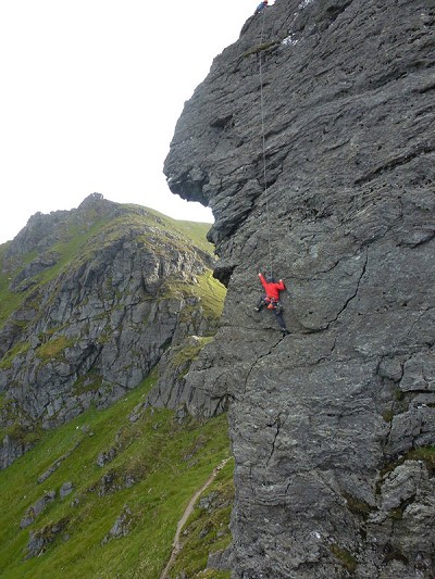 Jake T on crux of Whither Wether  © andrew bain