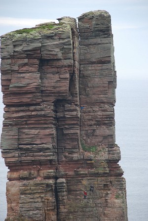 The Blind Man of Hoy - the trio in action on the Old Man  © Keith Partridge