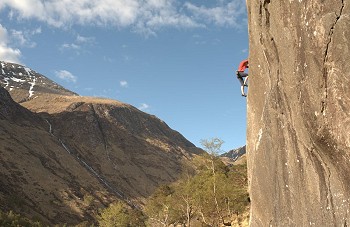 Jules on the lower section of Dave Macleod's Holdfast, E9 7a, on FA of Hold Fast, Hold True, E9/10 7a  © Dave 'Cubby' Cuthbertson