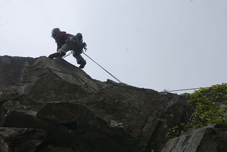 Mark Reeves wearing the Edelrid Blizzard rock shoes at Tremadog, North Wales  © UKC Gear
