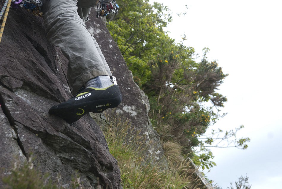 Edelrid Blizzard worn with socks at Tremadog, North Wales  © UKC Gear