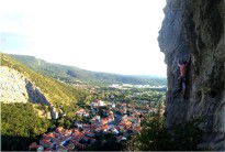 Climbing up the arete alongside this beautiful view of the town Bagnoli
