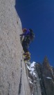 Adam on the Crux move of the Arete, nothing to taxing but a great morning out!!