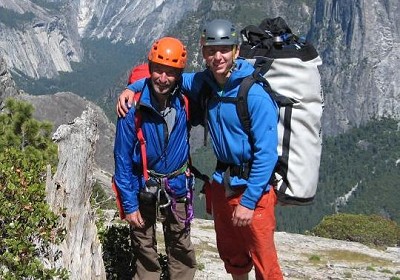 Seamus and Finn McCann on top of El Capitan after their successful ascen of The Nose  © Finn McCann