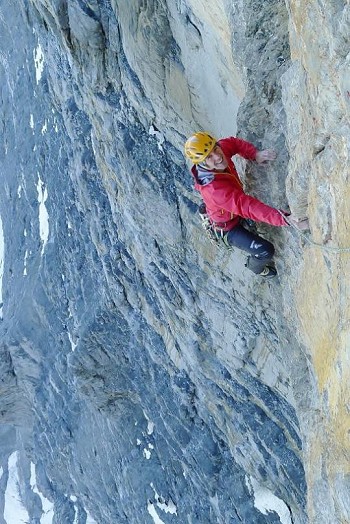 Dave MacLeod on Paciencia, 8a, North Face of the Eiger   © Calum Muskett