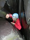 Clare Mayfield exploring the slate caves