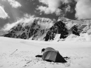 Advance basecamp below the unclimbed summit of Pik 5025m in the Djangart valley of Kyrgyzstan. We climbed it the following day.