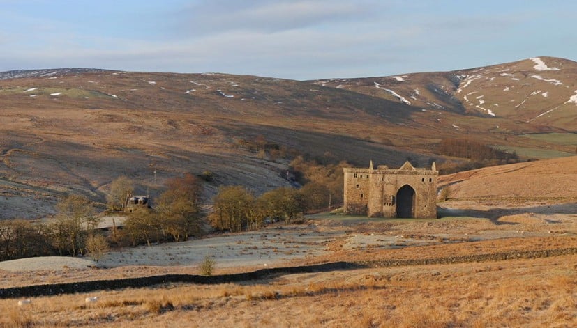 Hermitage Castle from east at daybreak  © Ronald Turnbull