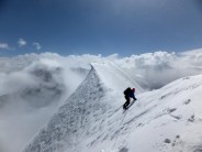 The summit ridge of Pik 5025 on the Kyrgyz - Chinese border on the first ascent