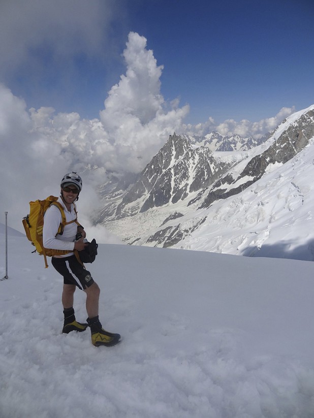 Arriving at the Aiguille du Gouter, still in shorts!  © Charlie Boscoe