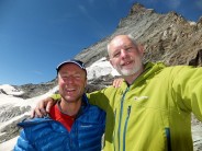 Jerry Gore and me on the Hornli Ridge of the Matterhorn after summiting.