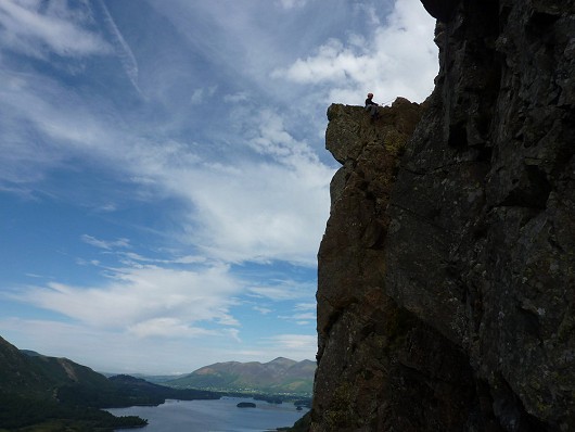 Loch at the top of the Classic Troutdale Pinnacle with Derwentwater in the background.  © loch