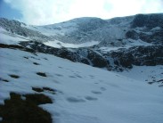 Snowy slopes of Y Garn into Cwm Cywion