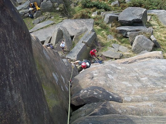 2nd climb of the day up Wall End Crack.  © The Celt