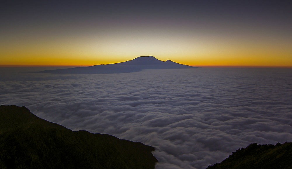 Kilimanjaro in the predawn whilst approaching the summit of Mt Meru  © stevethex