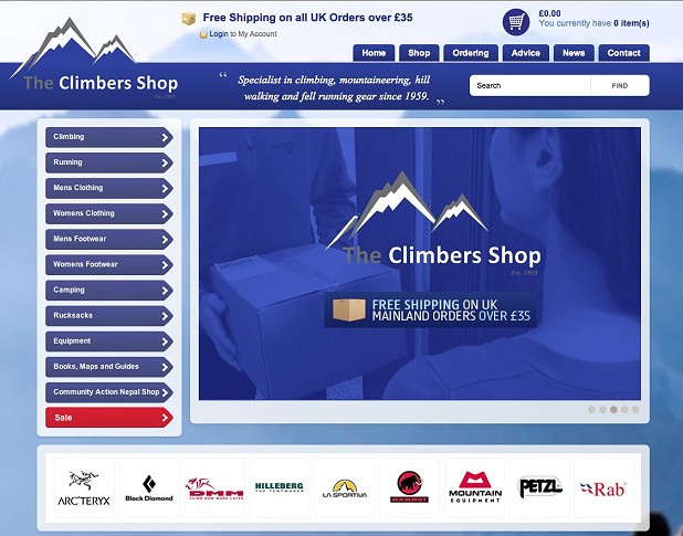 New Climbers Shop web site  © UKC Gear