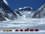 Tents lined up at C1 in the Western Cwm, Everest 2012
