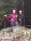 Top belaying over direct route