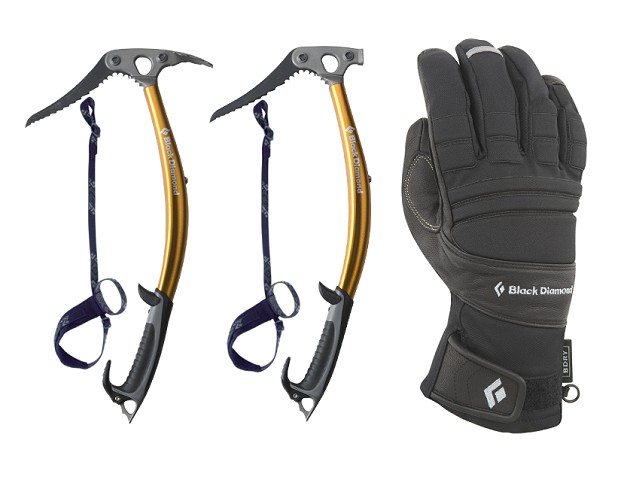 Black Diamond Viper Ice Axe Pair and Punisher Gloves  © First Ascent Online