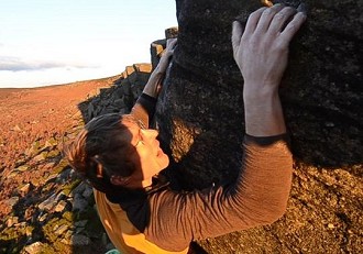 Ben Bransby high on his re-ascent of Parthian Shot  © Outcrop Films