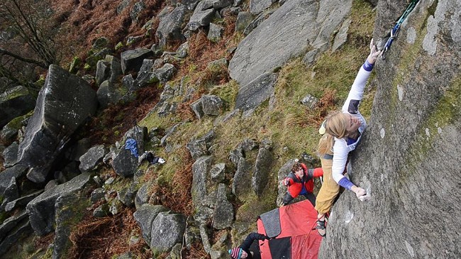 Mina Leslie-Wujastyk on her successful ground-up ascent of Unfamiliar E7/8 6c  © Outcrop Films