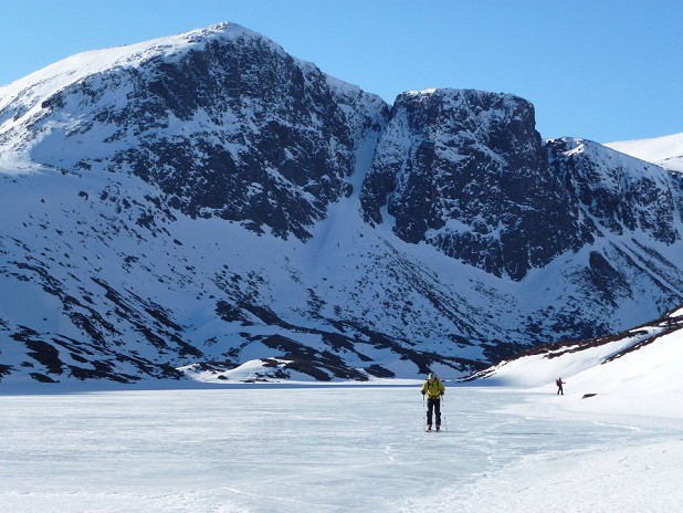 Skiing - not racing - across a frozen Loch Avon  © Di Gilbert