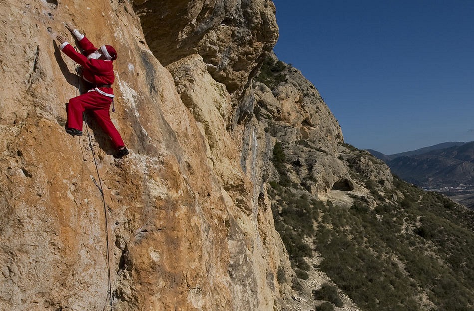 Santa spotted sport climbing at Marin  © Mike Hutton www.mikehuttonphotography.com