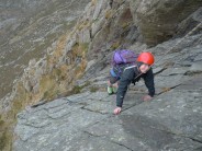 Fiona Thornewill on; The Knight's Move, Grooved Arete, HVD. Tryfan