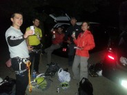 enjoying a beer left by our car by the climbers infront of us, thank you, it was a long walk off in the pitch black!