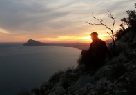 Sunset over the Toix sea cliffs, Calpe, Spain.