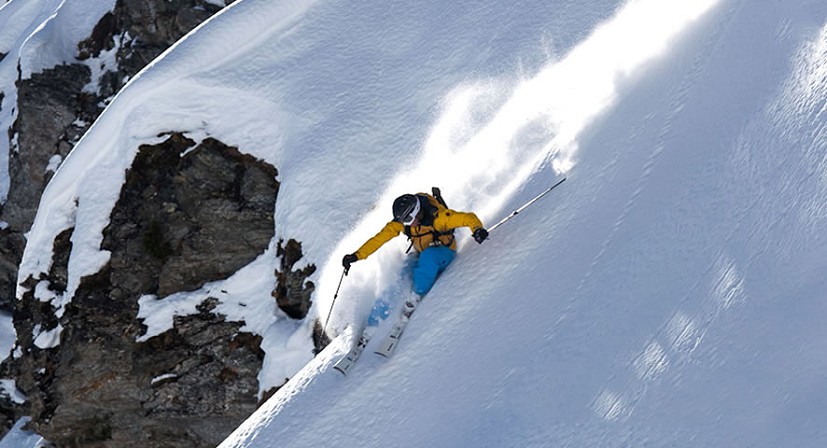 Dougal Tavener skiing the Pfaffenbuhel South Face, Austria.  © Tavener Collection
