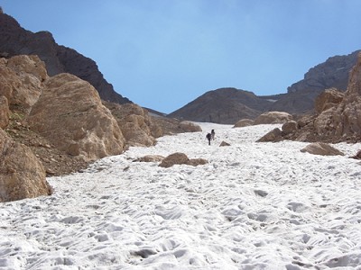Heading up a glacier in the Zargos Mountains Iran  © Kev on the road