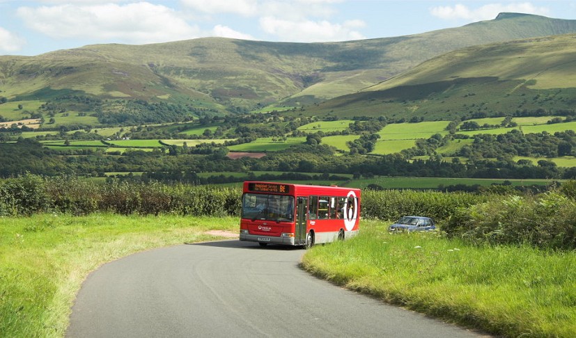 Beacons Bus under Pen y Fan  © Brecon Beacons National Park Authority