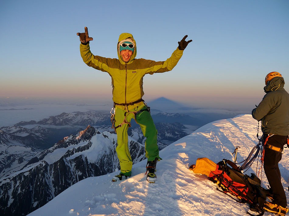Ben Briggs on the summit of Mont Blanc  © Tom Grant