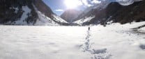 Snow shoeing in Lac d'Estang, Pyrenees