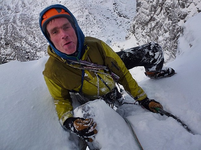 Tim Neill happy after one of the team's best days out in winter.  © Nick Bullock