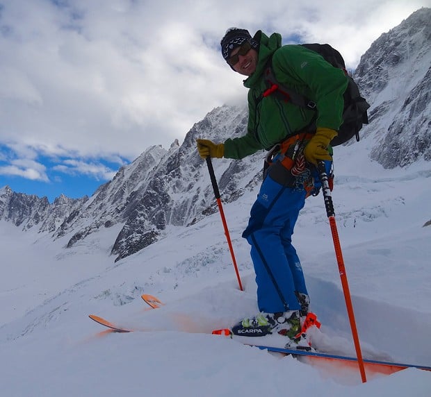 Taking the Mountain Equipment Tupilaks for a spin on the Argentiere Glacier.   © Charlie Boscoe