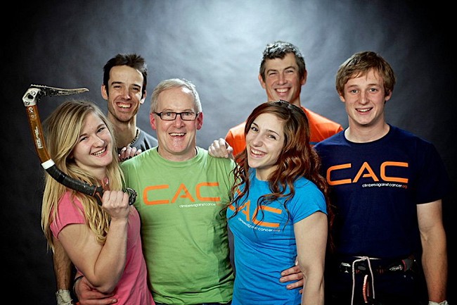 John Ellison with Shauna Coxsey, Tom Randall, Alex Puccio, Andy Turner and Pete Whittaker  © Climbers Against Cancer