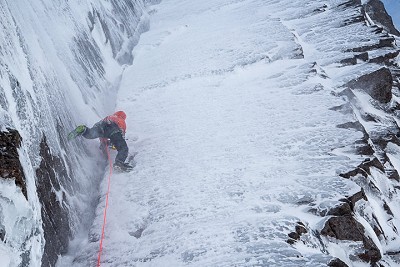 Paul Teare on Savage Slit in full conditions.  © Jay Smith