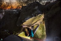 Kyle Rance making the second ascent of Crap'alackin, 7a+, At Gardoms.