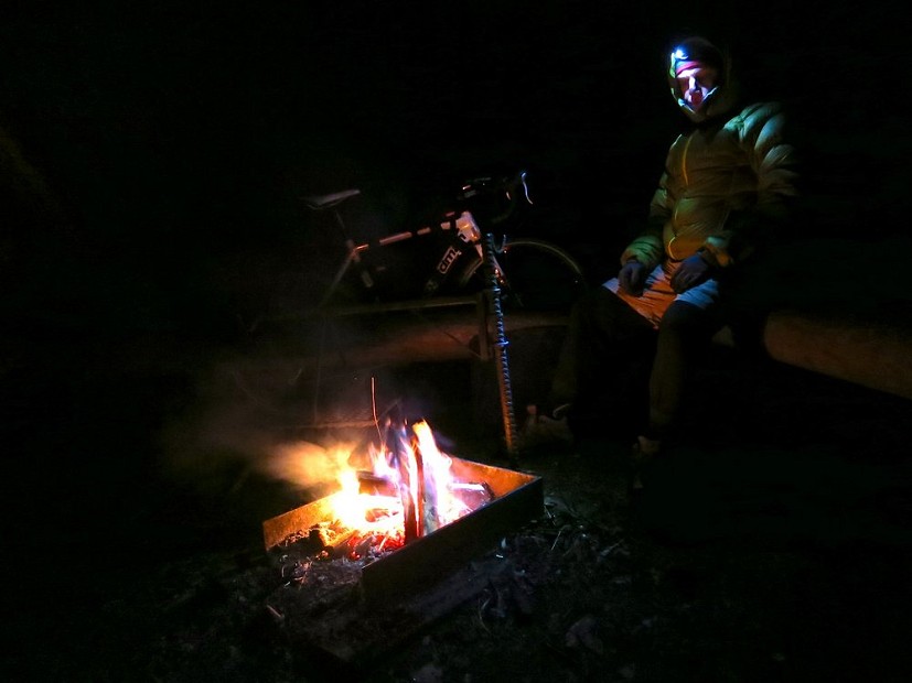 A cold night camping after a long day of early winter bikepacking  © Toby Archer