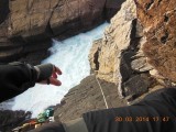 Abseiling into the swirlpool ... start as low as you dare, but don't let the Atlantic swell take you...