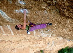 Florence Pinet on Coma Sant Pere, 8c+, Margalef  © Pinet coll.