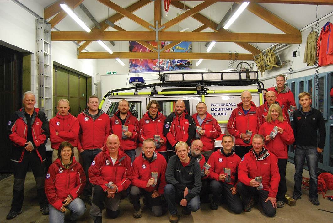 Bridgedale Product Manager Chris Gordon with Patterdale Mountain Rescue team  © Patterdale Mountain Rescue
